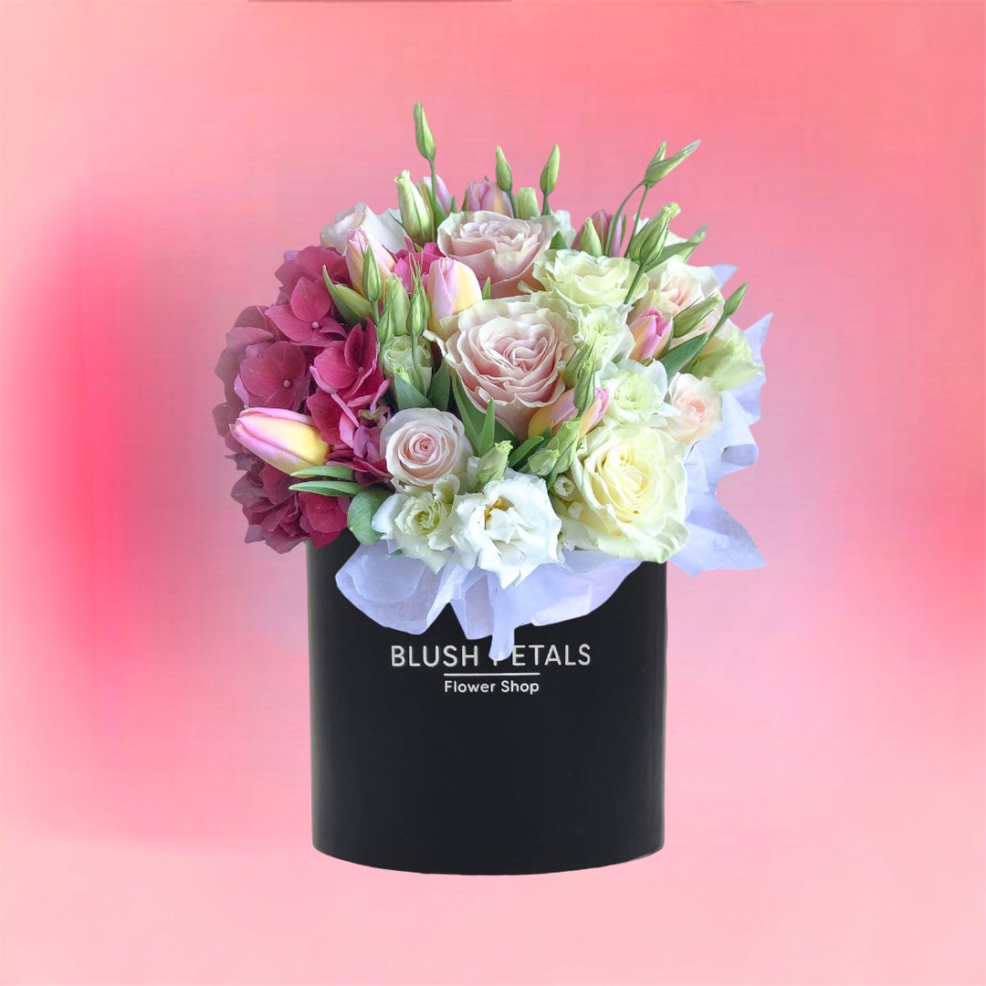 Farha Pink peach white box bouquet