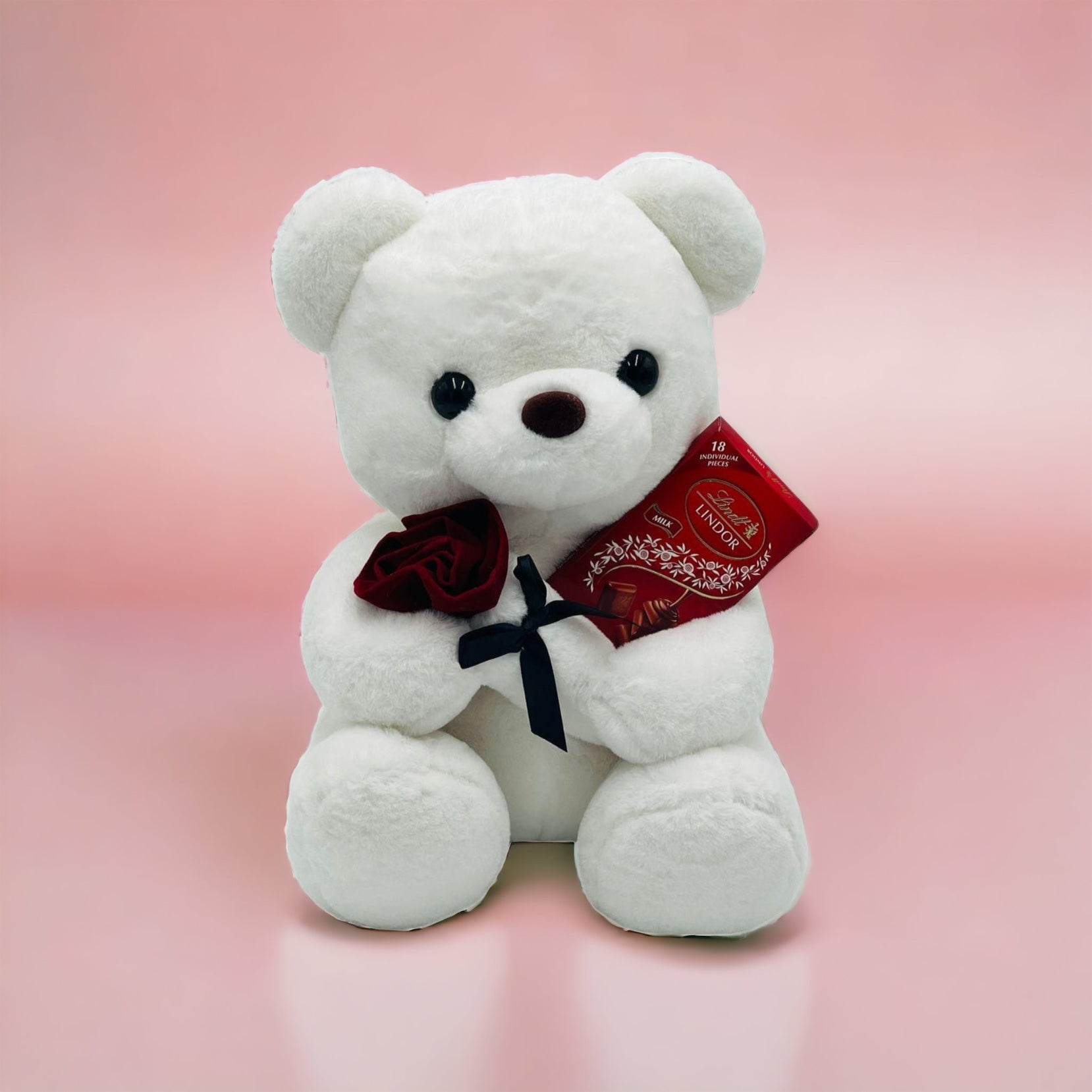 Teddy Bear with Complimentary Lindt Chocolate BlushPetals