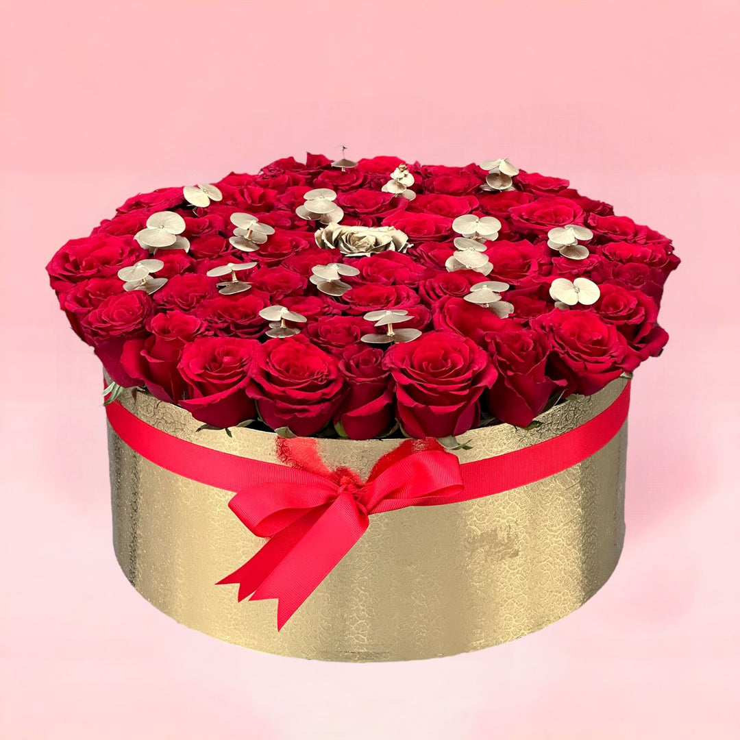 CRAZY FOR YOU valentine's red roses box bouquet