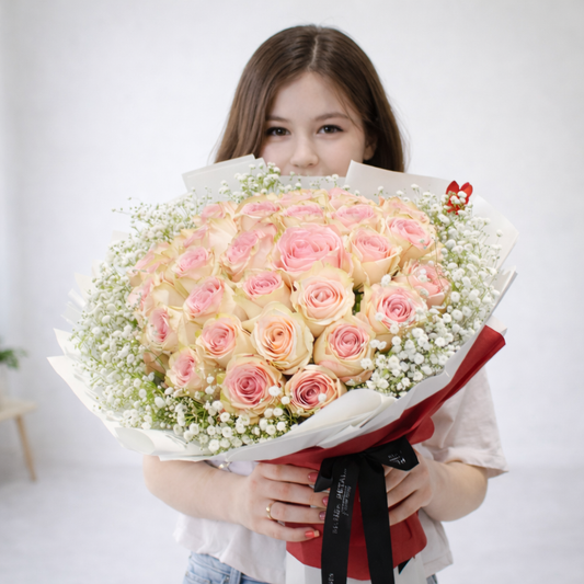 Pink & Cream Rose Bouquet