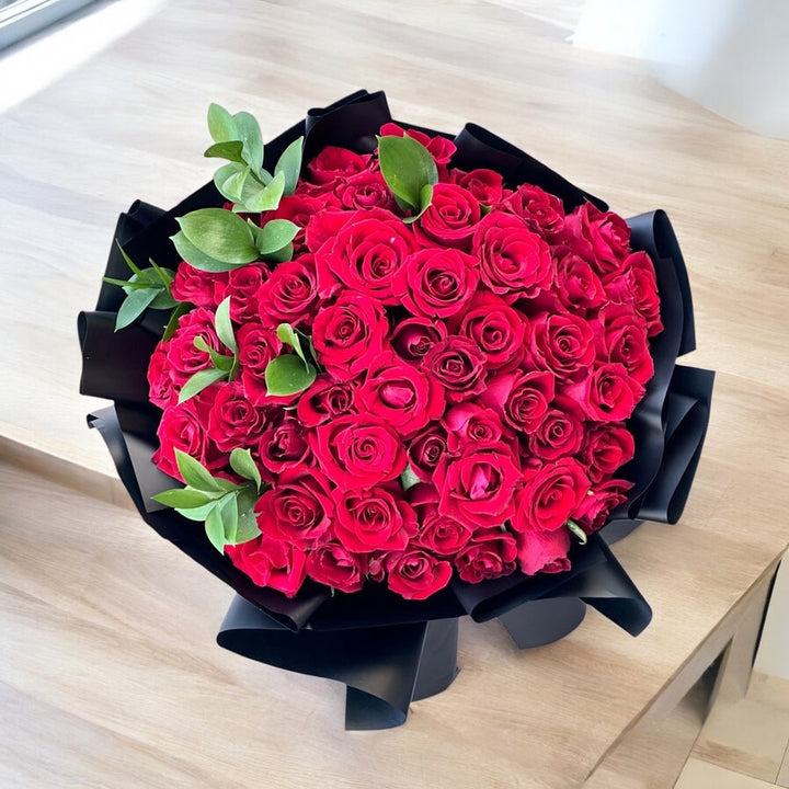 51 red roses bouquet