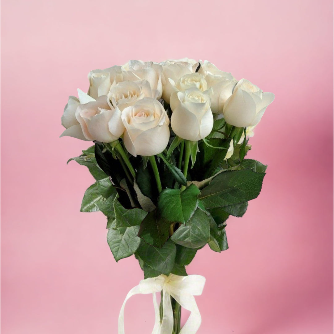 Buy white roses bouquet in Dubai