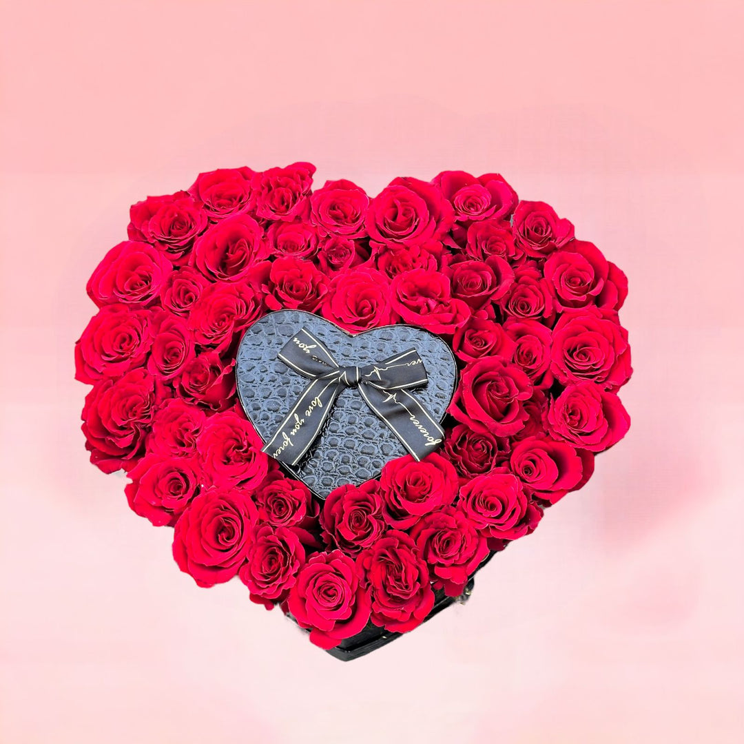 valentine's heart shape  red roses bouquet