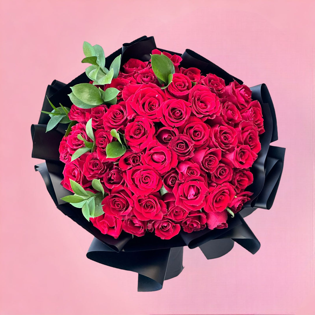 51 red roses bouquet