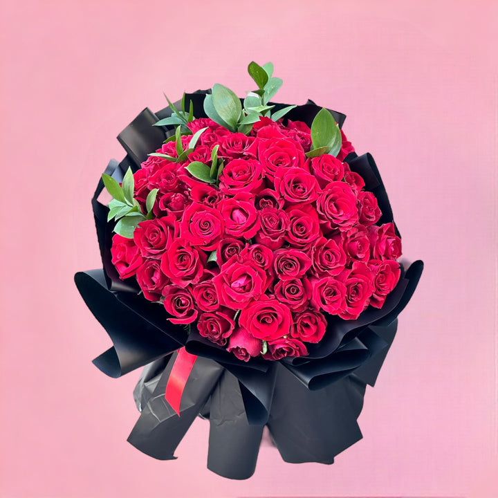 51 red roses bouquet