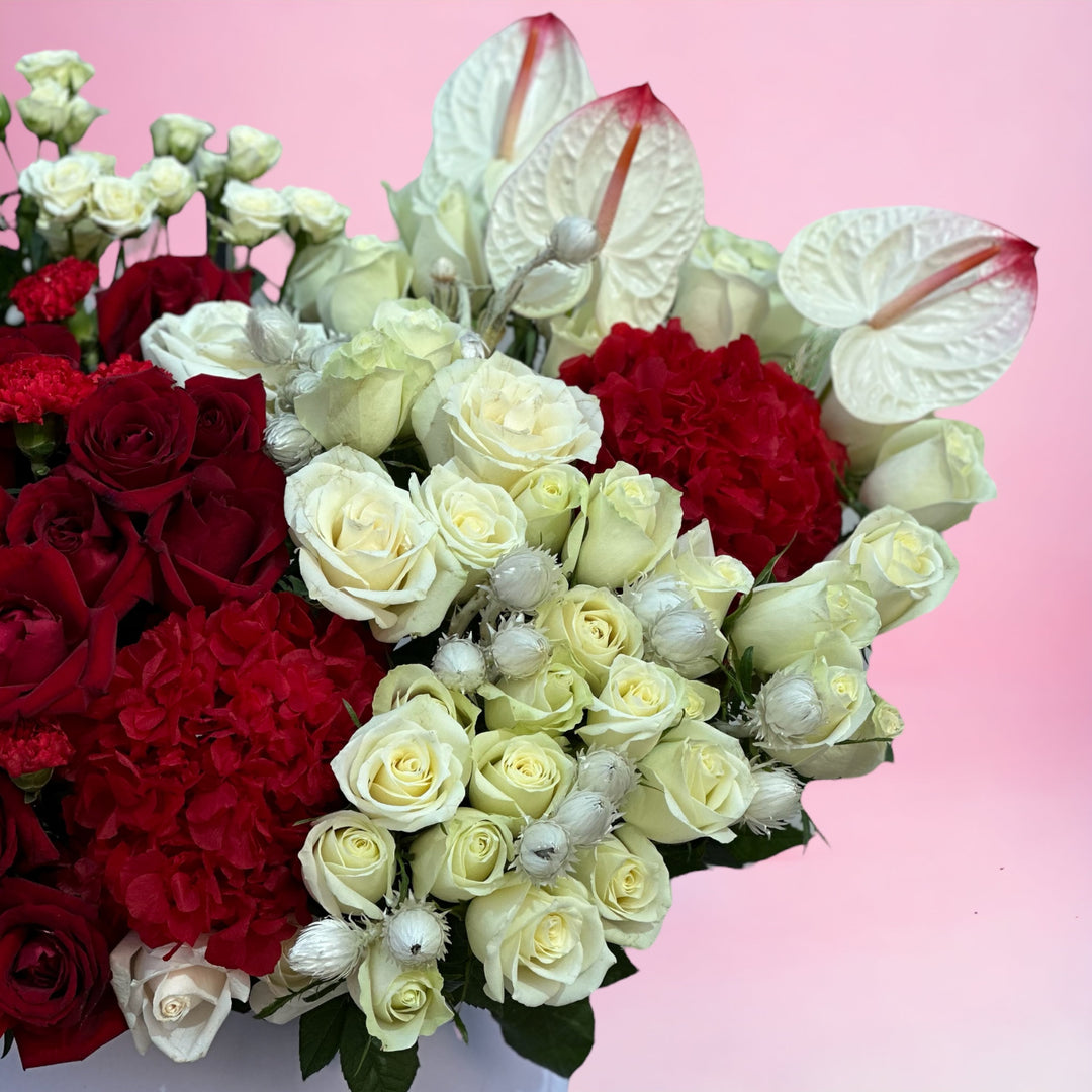 white  Rose Box Bouquet dubai marina