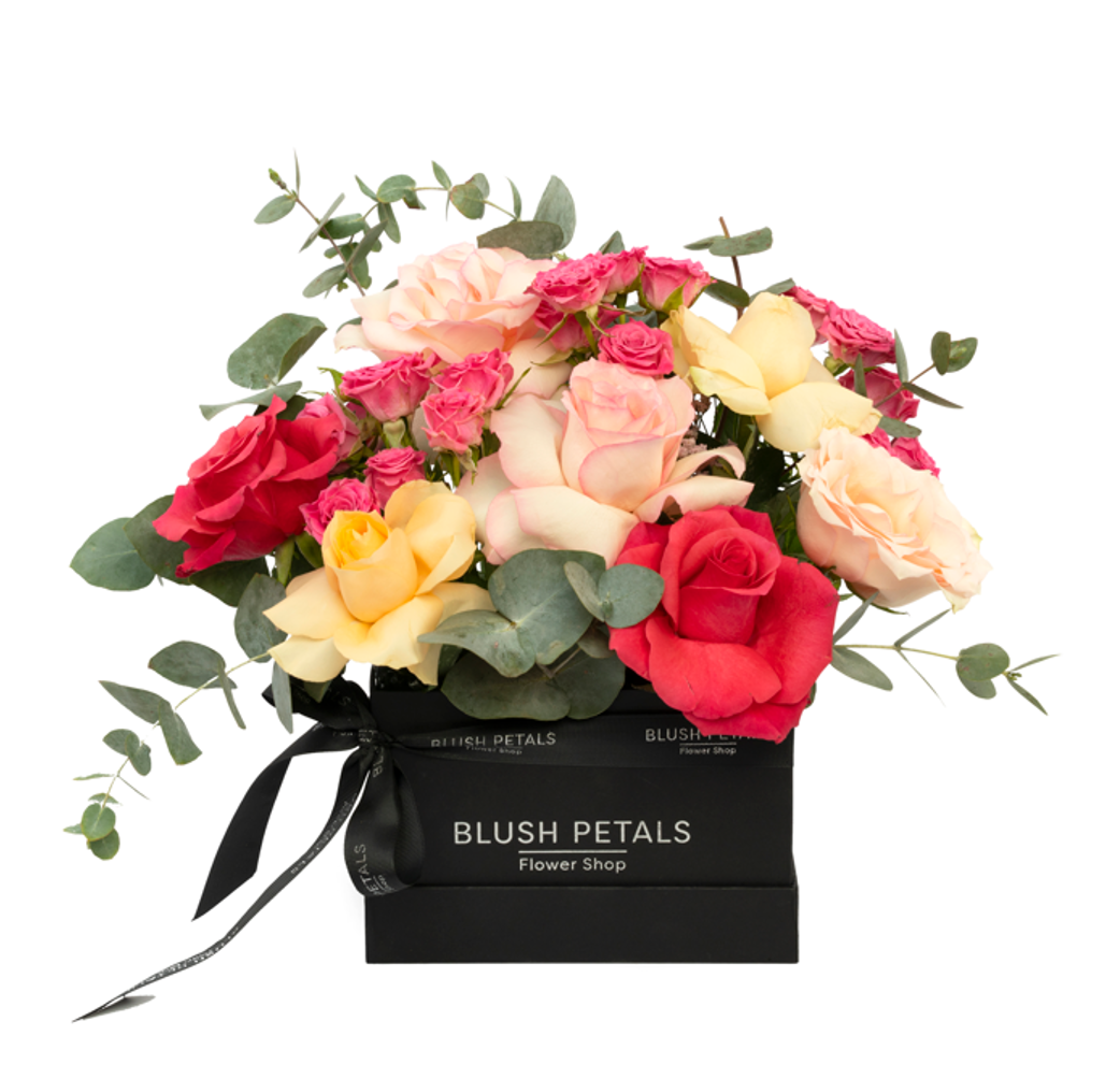 Multicolor Roses Bouquet in a Box